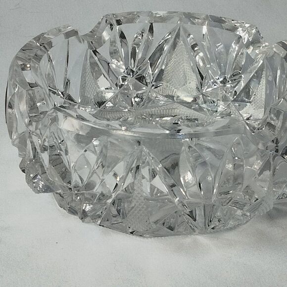 Heavy Cut Glass Bowl or Ashtray Vintage 70s - Picture 2 of 5